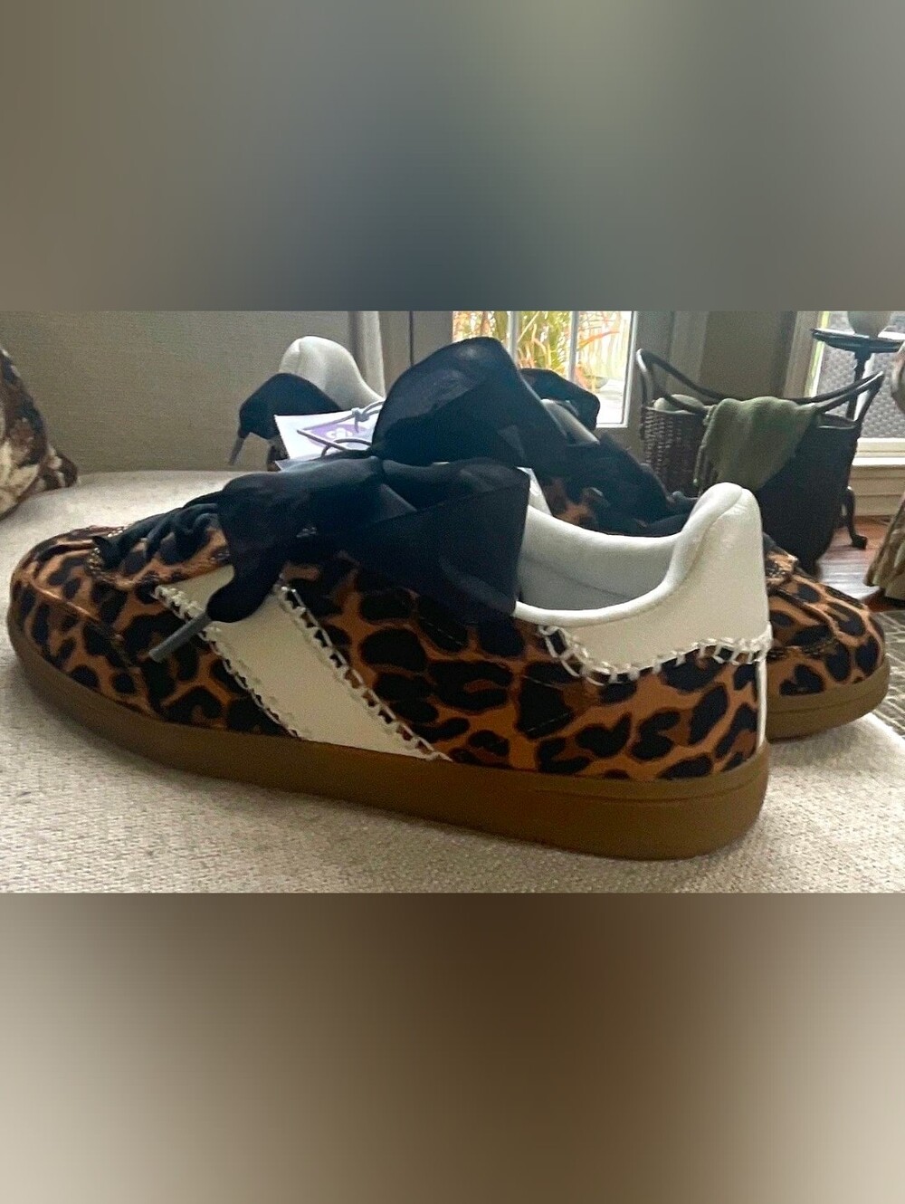 Universal Thread Leopard Print Platform Sneakers with Black Ribbon Laces
